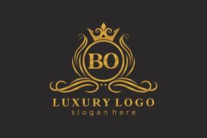 modèle initial de logo de luxe royal de lettre bo dans l'art vectoriel pour le restaurant, la royauté, la boutique, le café, l'hôtel, l'héraldique, les bijoux, la mode et d'autres illustrations vectorielles.