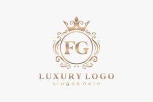 modèle initial de logo de luxe royal de lettre fg dans l'art vectoriel pour le restaurant, la royauté, la boutique, le café, l'hôtel, l'héraldique, les bijoux, la mode et d'autres illustrations vectorielles.