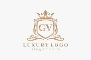 modèle initial de logo de luxe royal de lettre gv dans l'art vectoriel pour le restaurant, la royauté, la boutique, le café, l'hôtel, l'héraldique, les bijoux, la mode et d'autres illustrations vectorielles.