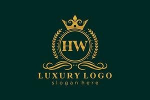 modèle de logo de luxe royal de lettre hw initial dans l'art vectoriel pour le restaurant, la royauté, la boutique, le café, l'hôtel, l'héraldique, les bijoux, la mode et d'autres illustrations vectorielles.