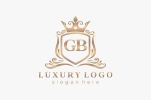 modèle initial de logo de luxe royal de lettre gb dans l'art vectoriel pour le restaurant, la royauté, la boutique, le café, l'hôtel, l'héraldique, les bijoux, la mode et d'autres illustrations vectorielles.