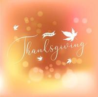 joyeux thanksgiving calligraphie sur effet bokeh vecteur