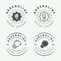 ensemble de badges et d'étiquettes de logo de boxe et d'arts martiaux vintage dans un style rétro. art graphique monochrome. illustration vectorielle vecteur