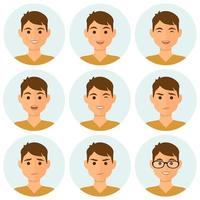 ensemble avatar expressions faciales homme vecteur