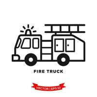 illustration de camion de pompiers dans un design plat à la mode vecteur