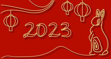 bonne année 2023, nouvel an chinois, année du lapin, signe du zodiaque pour carte de voeux, invitation, affiches, brochure, calendrier, dépliants, bannières. lapin chinois. vecteur