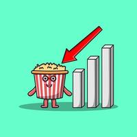 pop-corn de dessin animé mignon avec graphique de signe vers le bas vecteur