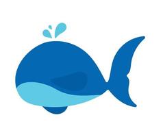mignon baleine bleue animaux de mer icône clipart en illustration vectorielle plane isolée vecteur