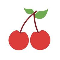 vecteur de cerise plat pour icône mignonne et clipart pour la liste de fruits de livre d'été et d'enfants