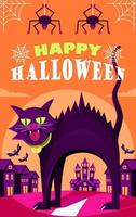 joyeux halloween, chat noir en colère. adapté aux événements vecteur