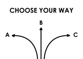 choisissez votre concept de chemin avec différentes flèches. différents plans, bannière de routes choisissez votre chemin. vecteur