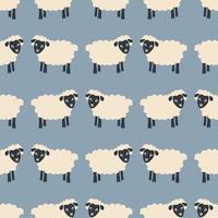 moutons doodle arrière-plan. illustration plate du modèle sans couture de moutons vecteur