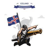 vecteur de la fête de l'indépendance de l'islande. soldat patriotique design plat portant le drapeau islandais.