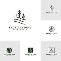 ensemble de modèle vectoriel de conception de logo de pin, illustration de concepts de logo de forêt tropicale.