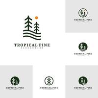 ensemble de modèle vectoriel de conception de logo de pin, illustration de concepts de logo de forêt tropicale.
