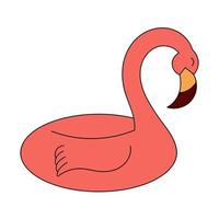 adorable anneau de bain, anneau de bain en caoutchouc en forme de flamant rose dans le style doodle. un accessoire d'été lumineux. illustration simple isolée sur fond blanc. icône de l'été vecteur