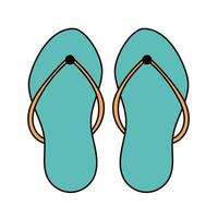 tongs de plage doodle. chaussures d'été. illustration simple isolée sur fond blanc. icône de l'été vecteur