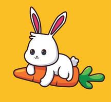 lapin chevauchant une illustration de dessin animé de carotte vecteur