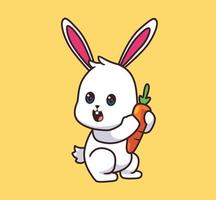 lapin tenant une illustration de dessin animé de carotte vecteur