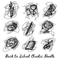 retour à l'école monochrome dessinant des lignes chaotiques doodle vecteur