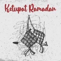 ketupat ramadan main dessin croquis lignes chaotiques doodle vecteur