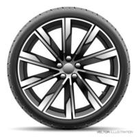 style de pneu de voiture de roue en aluminium réaliste course de luxe sur vecteur de fond blanc
