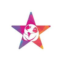 globe feuille étoile forme concept logo icône vecteur. combinaison de logo terre et feuille. planète et symbole ou icône écologique vecteur