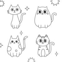 ensemble de livre de coloriage de personnage de chat mignon. dessin animé de doodle pour livre pour enfants. illustration vectorielle vecteur