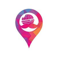 moustache burger gps forme concept logo icône vecteur. burger avec concept de logo icône moustache. vecteur