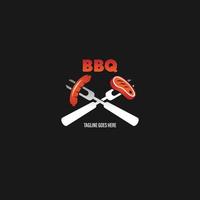 logo barbecue avec logotype bbq et concept de feu en combinaison avec une spatule vecteur