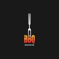 logo barbecue avec logotype bbq et concept de feu en combinaison avec une spatule vecteur
