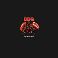 logo barbecue avec logotype bbq et concept de feu en combinaison avec une spatule vecteur