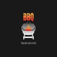 logo barbecue avec logotype bbq et concept de feu en combinaison avec une spatule vecteur