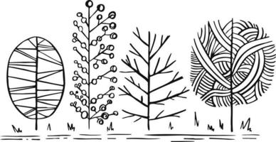 symbole arbres ligne modèle original vecteur contour