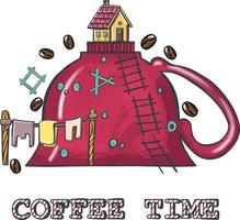 ligne, tasse de croquis de thé ou de café, vecteur de silhouette de festin de thé. illustration vectorielle