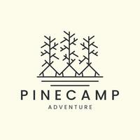 pine tree camp dessin au trait logo vecteur modèle illustration design