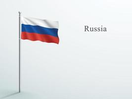 Élément 3d du drapeau de la russie agitant sur un mât en acier vecteur