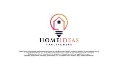 combinaison de logo maison et ampoule avec style d'art en ligne. logo de ligne avec vecteur premium d'icônes de construction