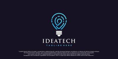 création de logo de technologie d'ampoule créative. idée ampoule créative avec concept technologique. ampoule logo numérique vecteur premium
