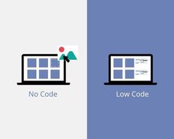 comparez la différence entre une plate-forme de développement low code et no code vecteur