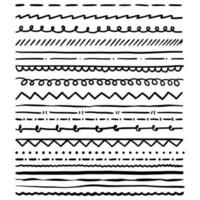pinceaux grunge dessinés à la main. ensemble de pinceaux stylo artistique isolé sur fond blanc. illustration vectorielle. vecteur