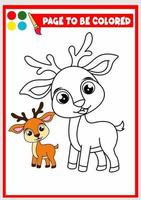 livre de coloriage pour les enfants. cerf mignon vecteur