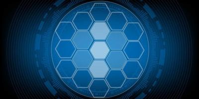 électronique de sécurité hexagonale pour la sécurité avec le concept de vecteur d'hologramme pour l'écran d'affaires de fond d'élément de technologie future