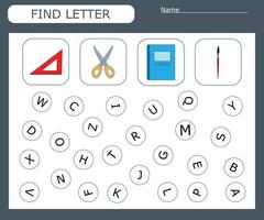 trouvez la première lettre du mot et connectez-vous. jeu éducatif pour les enfants. vecteur