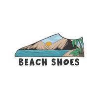 illustration de conception de plage vintage avec forme de chaussure pour t-shirt et impression vecteur