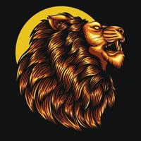 tête de lion couleur or en colère illustration vectorielle vecteur