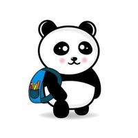 mignon, panda, conception, retour école, mascotte, kawaii vecteur