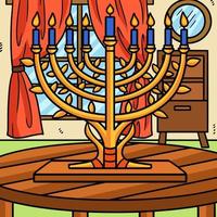 illustration de dessin animé de couleur menorah de hanukkah vecteur