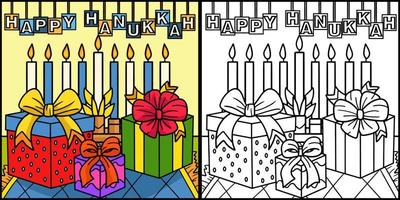 joyeux cadeaux de hanukkah et illustration de menorah vecteur