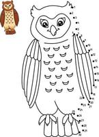 point à point hibou isolé coloriage pour les enfants vecteur